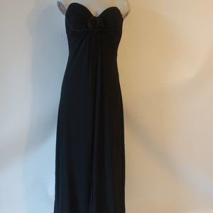 Womens Melinda Eng Black Shirred Strapless Silk Maxi Evening Gown Dress 10 *
